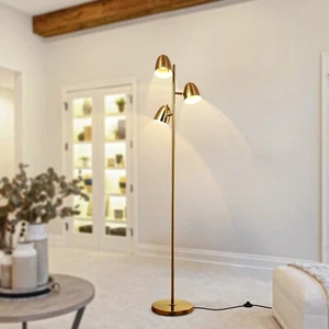 71" Tall Standing Floor Lamp Modern Gold 3-Light Floor Light Bedroom Living Room - Picture 1 of 16