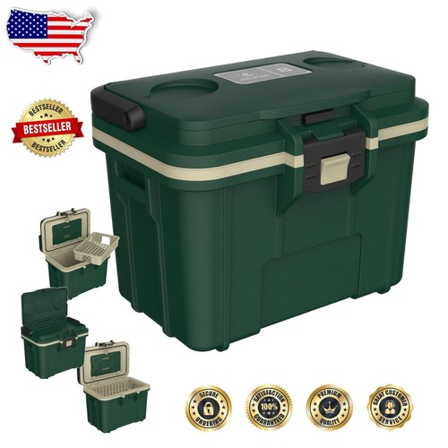 14 Quart Weather-Resistant Cooler - Hunter Green/Tan for Outdoor Adventures