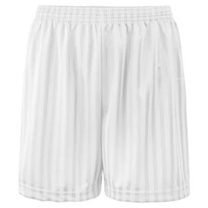 Boys Girls White Shadow Stripe PE Shorts School Dance Running Gym Swim Sports - Picture 1 of 1