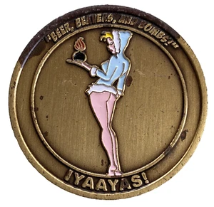 Challenge Coin IYAAYAS Sexy Woman Beer Beavers Bombs Red Flag Alaska EielsonAmmo - Picture 1 of 7