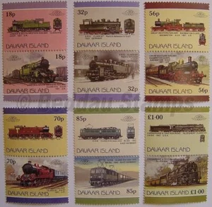 1986 DAVAAR Island (Scotland GB Locals) Set #3 Train Locomotive Railway Stamps - Picture 1 of 1