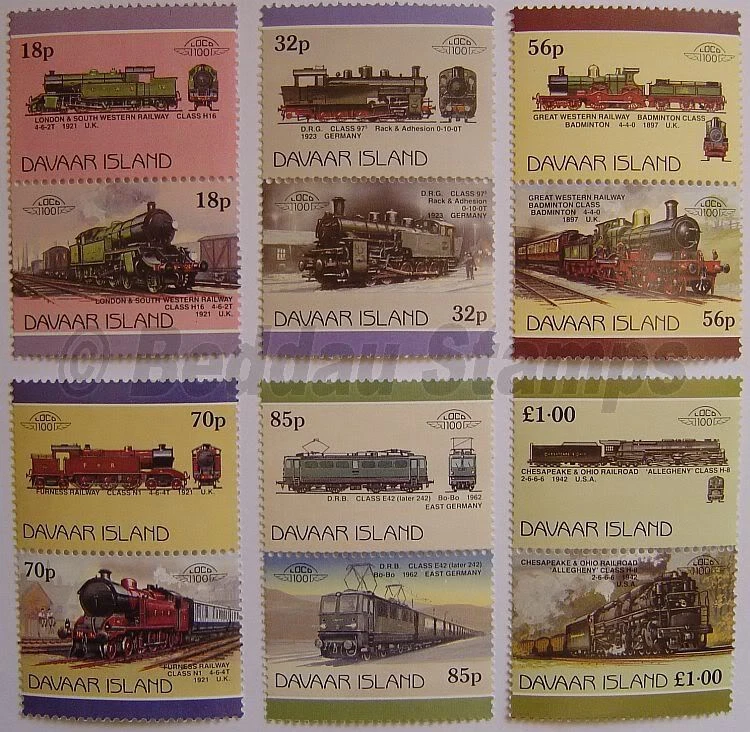 1986 DAVAAR Island (Scotland GB Locals) Set #3 Train Locomotive Railway Stamps - Image 1 of 1