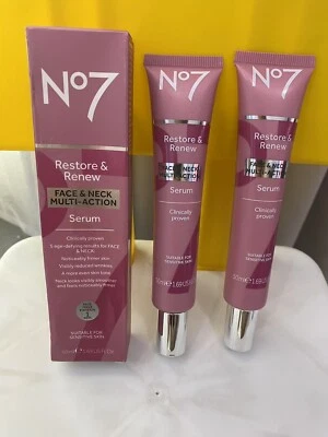 2x 50ml No7 Restore and Renew Neck & Multi Action Serum - Image 1 of 3