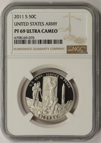 2011-S United States Army Modern Commemorative Half 50C PF 69 Ultra Cameo NGC Cover