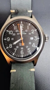 Timex Expedition Dark Gray Strap Scout Black 40mm Indiglo Men's Watch Working - Picture 1 of 5