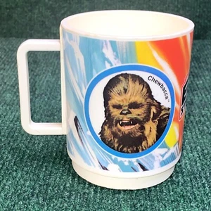 Vintage EMPIRE STRIKES BACK Star Wars Mug Cup CHEWBACCA C-3PO R2-D2 Deka 1980 - Picture 1 of 6