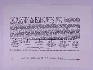 Siouxsie And The Banshees 1979 Pete Frame Rock Family Tree Pete Frame Archive - Foto 1 di 12