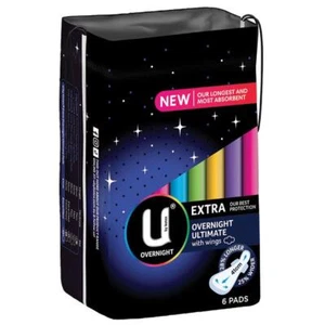 U By Kotex Maxi Ultimate Overnight Wing Pads 6 Pack - Picture 1 of 1