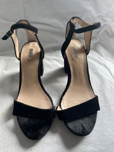 kURT GEIGER WOMEN BLACK BLOCK HEEL SUEDE LEATHER STRAP SANDAL SHOE SIZE UK4 EU37 - Picture 1 of 8