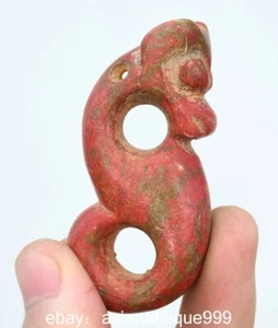 2.4" Chiński Hongshan Czerwony Turkus Rzeźba Świnia Smok Haczyk Wisiorek - Zdjęcie 1 z 6