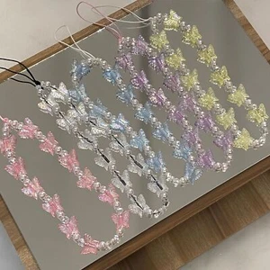 Colorful Transparent Personality Sweet Butterfly Pearl Mobile Phone Lanyard - Afbeelding 1 van 3