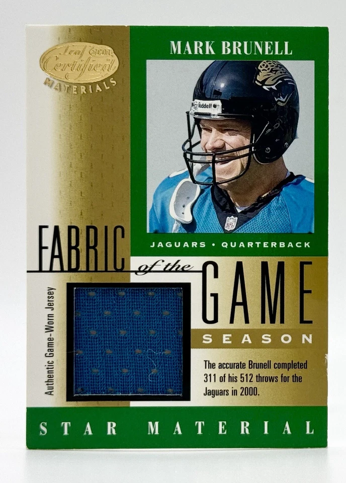 2001 Leaf Certified Fabric of the Game Mark Brunell 240/311 Game Worn Patch - Image 1 of 2