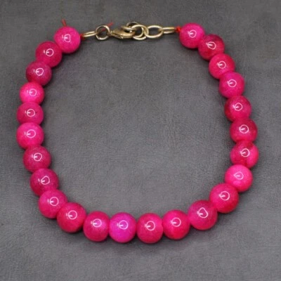8 Inches 113.00 Cts Round Shape Enhanced Pink Ruby Beaded Bracelet AK 29 E497 - Image 1 of 3