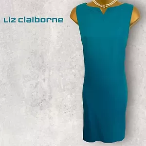 LIZ CLAIBORNE Womens Aqua Blue Linen Sleeveless Shift Dress US 6 EU 38 UK 10/12 - Picture 1 of 5