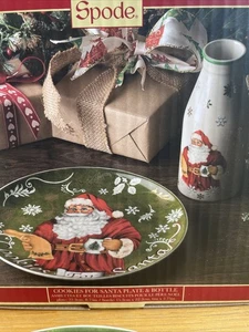 BNIB Spode ‘Christmas Tree’ Cookies Plate & Bottle Christmas Eve Set - Picture 1 of 13