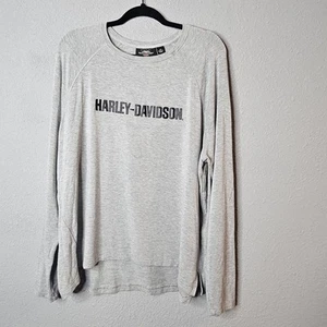 Harley Davidson Long Sleeve Tee Shirt Womens 2W Logo Spellout Biker SOFT Rayon - Picture 1 of 8