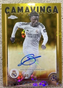 24/25 Topps UCC Chrome Logofractor Real Madrid Gold Eduardo Camavinga Auto /50 - Picture 1 of 2