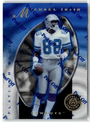1997 Pinnacle Totally Certified #42 Michael Irvin Platinum Blue #/2499 - Image 1 of 2