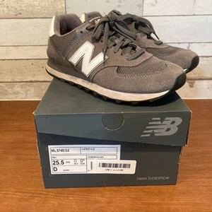 New Balance Sneakers Shoes ML574EG2 2E Gray Suede Mesh Men's US7.5 / JP25.5 VG - Picture 1 of 7