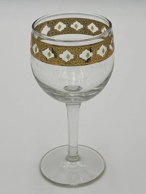 Juego de seis copas de vino/agua Culver 22k Valencia oro/diamante verde pequeñas 6 oz Foto 1 de 2