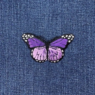 Purple Butterfly Applique Patch - Embroidered Insect Badge 2-7/8" (Iron On) - Image 1 of 2