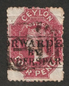 1863-67 Ceylon Sc# 50a - Four Pence, Carmine Rose, Queen Victoria. Used Cv$275 - Picture 1 of 1