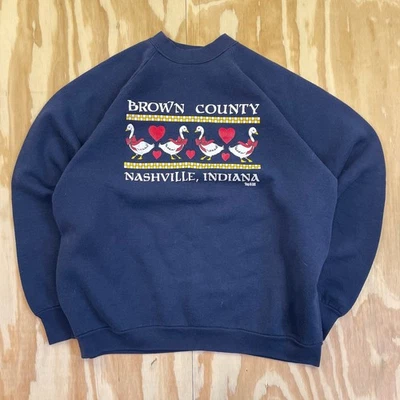 Винтажные 90-е Fruit of the Loom Crewneck - темно-синие - Brown County Indiana - мужские XL - Изображение 1 из 4