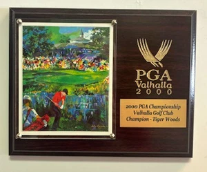 Leroy Neiman PGA 2000 postcard 10"x8" plaque w engraved nameplate Tiger Woods - Picture 1 of 4