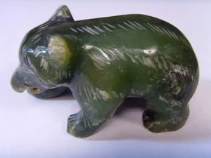 antique precious green jade carved bear figurine sculpture statue 46532 - Picture 1 of 7