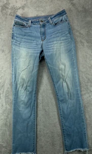 ana Womens 6 Jeans Straight Light Blue Jeans Denim Raw Hem Mid Rise Ladies 30x29 - Picture 1 of 11