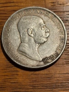 1909 Austria Silver 5 Corona Coin Double Eagle Francis Joseph 1 Never Polished - Picture 1 of 7