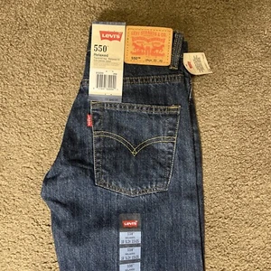 NWT Levis 550 Relaxed Fit Denim Jeans Kids 10 Slim (23x25) Dark Blue Tapered Leg - Picture 1 of 17