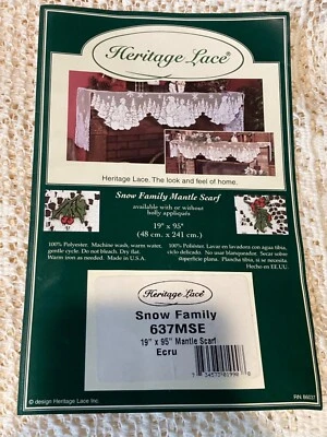 Bufanda Heritage Lace Snow Family Mantle 19" X 95" Crudo Navidad  Foto 1 de 4