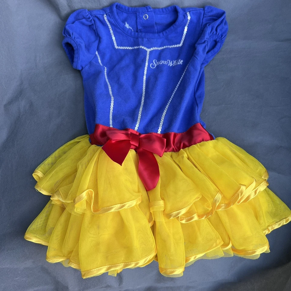 Disney Bebé Talla 24 Meses Amarillo Azul Body Traje Tutú Blancanieves Vestido Disfraz Foto 1 de 4
