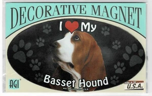 I LOVE MY BASSET HOUND MAGNETIC OVAL DOG / PET SIGN. COMBINED SHIPPING. - Picture 1 of 2