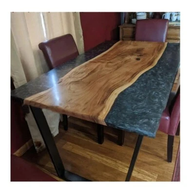 48" x 36" Epoxy Wooden Center Table Top Handmade Work With 28" H Base/Legs - Image 1 of 4