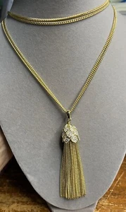 NWT Lilly Pulitzer Jelly Tassel Gold Tone Necklace Rhinestone with Dust Bag - Picture 1 of 5
