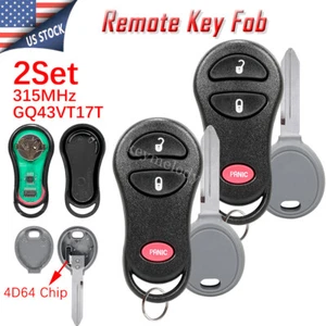 2 3B Remote Fob + Ignition Key Blade for Jeep Dodge Chrysler 04686481 GQ43VT17T - Picture 1 of 12