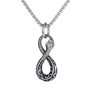 Herren Halskette Schlange Anhänger Edelstahl Kette Punk Schmuck Snake necklace - Bild 1 von 5