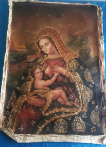 Cusco painting in oil on canvas virgin of milk 25x 17 - Picture 1 of 8