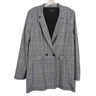 Blazer halógeno para mujer gris negro azul a cuadros doble botón talla XL Foto 1 de 4