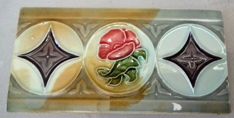 Antique Tile Decorative Border Art Nouveau Dk Japan Architecture Strip Porcelain Cover