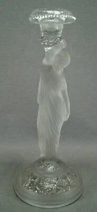 Antique French Neoclassical Lady Frosted Satin Glass Candlestick Circa 1860s - Picture 1 of 12