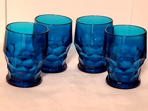 (4) MCM VIKING GLASS Georgian Glasses Tumblers BLUE BLUENIQUE 8 oz 4" NO CHIPS - Picture 1 of 13