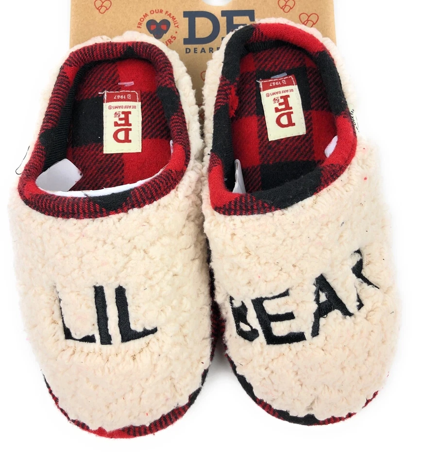 Dearfoams DF Lil Bear 记忆泡沫拖鞋 Creme Brûlée' 全新带标签男孩女孩 13 1 — 第 1/1 张图片