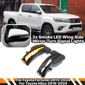 2x Smoke LED Wing Side Mirror Blinker Light For Toyota Hilux, Fortuner 2016-2024 - Picture 1 of 16