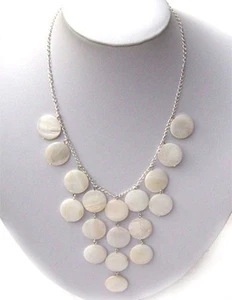 Beautiful shell bib necklace in sterling silver NKL330003 - Picture 1 of 1