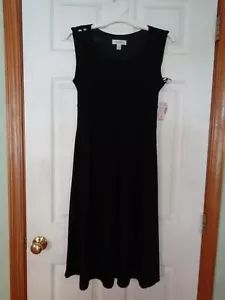 NEW DRESSBARN SL DRESS ROUND WOVEN NECK WAIST BAND SOFT PLEATS POLY SPAN 8 NWT - Picture 1 of 3