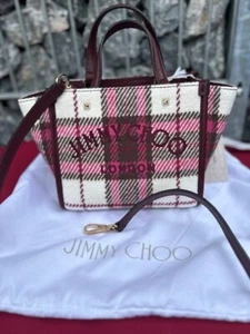 Jimmy Choo London Tasche Varenne Tote Bag Burgundy Lila Pflaume weiss Wolle - Bild 1 von 5