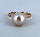 18K Yellow Gold 10mm Pearl Ring Size - 6.5